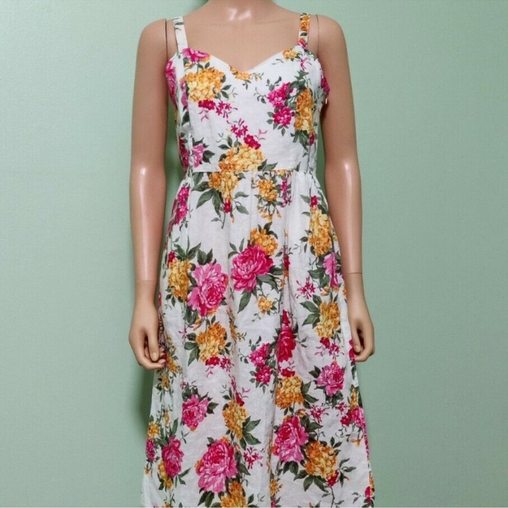Cynthia Rowley Floral Print Linen Dress 💚